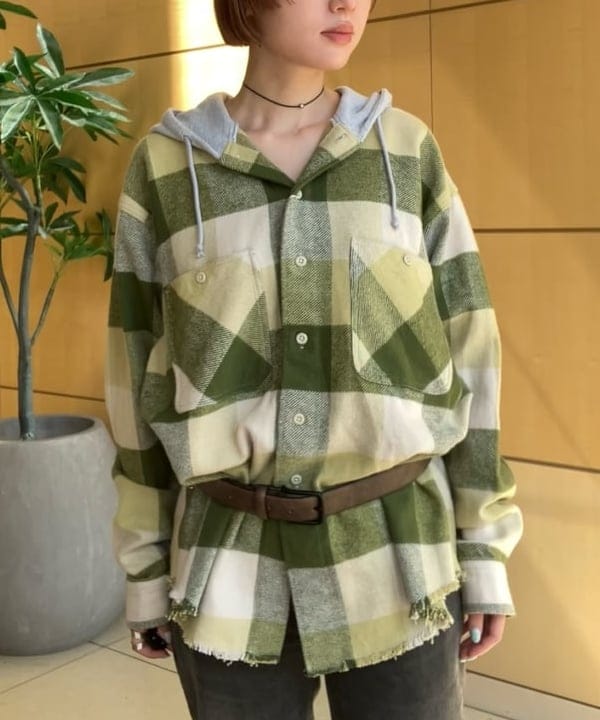 Hazukiさんの「BEAMS WOMEN｜フード チェック ネルシャツ」を使ったコーディネート