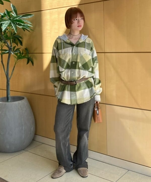 Hazukiさんの「BEAMS WOMEN｜フード チェック ネルシャツ」を使ったコーディネート