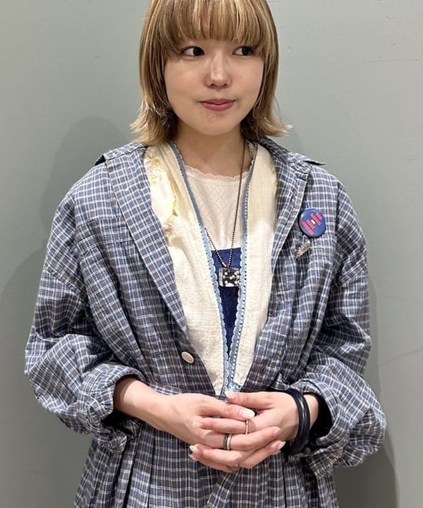 小原 もこさんの「BEAMS WOMEN｜ワーク チェック ワンピース」を使ったコーディネート