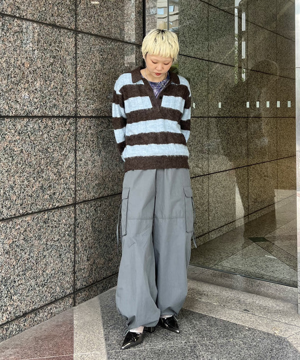 あさひさんの「BEAMS WOMEN｜ワイド ボーダー ポロ ニット」を使ったコーディネート