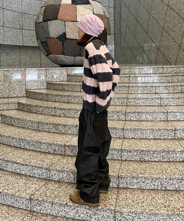 はるひむさんの「BEAMS WOMEN｜ワイド ボーダー ポロ ニット」を使ったコーディネート