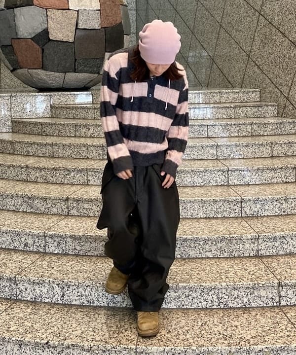 はるひむさんの「BEAMS WOMEN｜ワイド ボーダー ポロ ニット」を使ったコーディネート