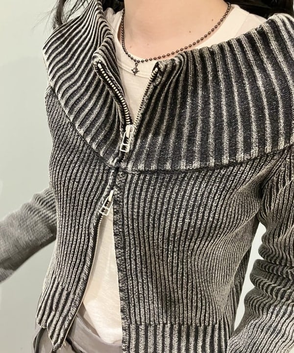 加歩さんの「BEAMS WOMEN｜モールフェード ジップ カーディガン」を使ったコーディネート