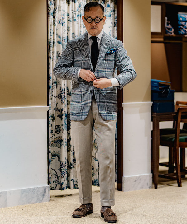 moon　BEAMS TAILORカスタムコットンスーツ　ライトブルー　M moon様専用 BEAMS TAILORカスタムコットンスーツ ライトブルー M