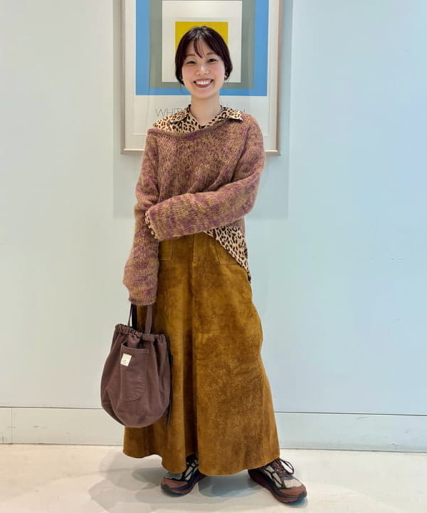 SHINAGAWAさんの「BEAMS WOMEN｜カスリ モヘア ベースボール」を使ったコーディネート
