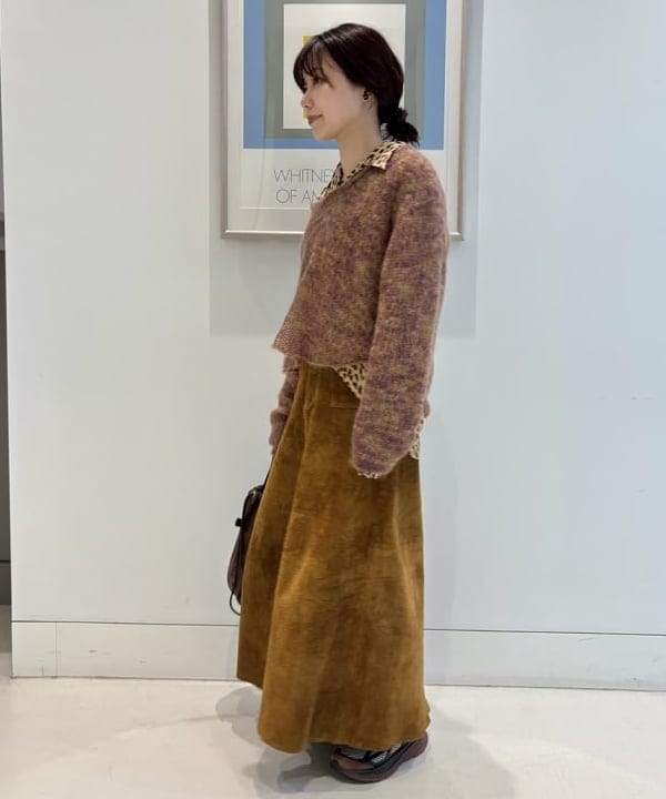 SHINAGAWAさんの「BEAMS WOMEN｜カスリ モヘア ベースボール」を使ったコーディネート