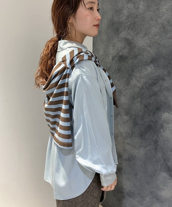 モモさんの「BEAMS WOMEN｜サテン ウエスタン シャツ」を使ったコーディネート