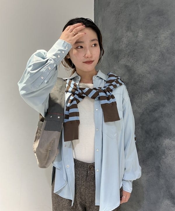 モモさんの「BEAMS WOMEN｜サテン ウエスタン シャツ」を使ったコーディネート