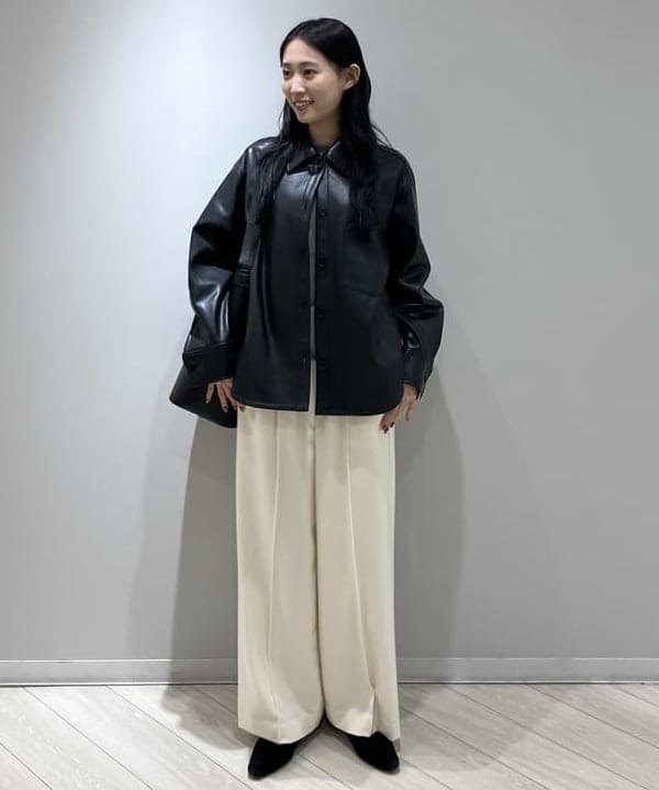 nodokaさんの「BEAMS WOMEN｜フェイクレザー シャツジャケット」を使ったコーディネート