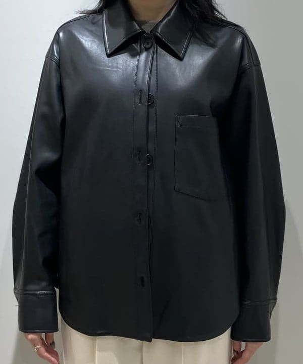 nodokaさんの「BEAMS WOMEN｜フェイクレザー シャツジャケット」を使ったコーディネート