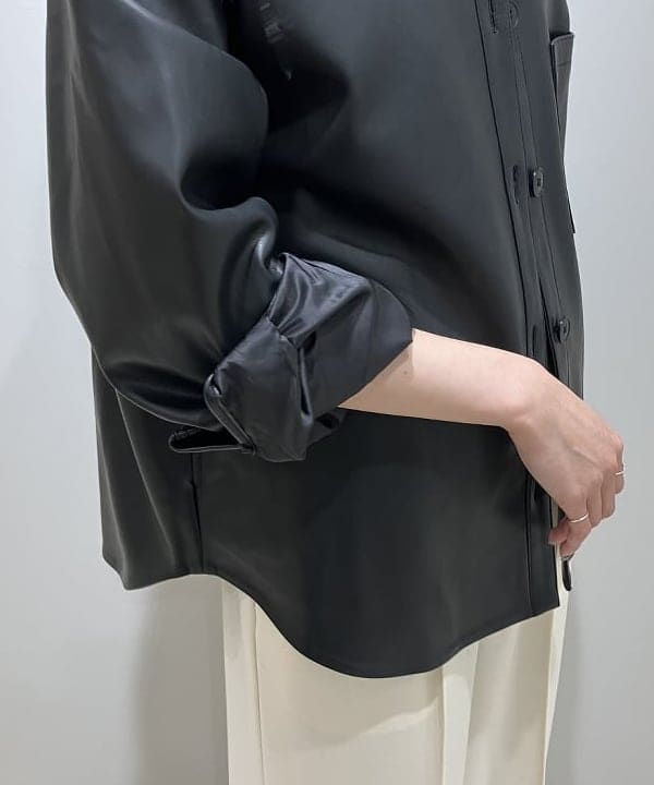 nodokaさんの「BEAMS WOMEN｜フェイクレザー シャツジャケット」を使ったコーディネート