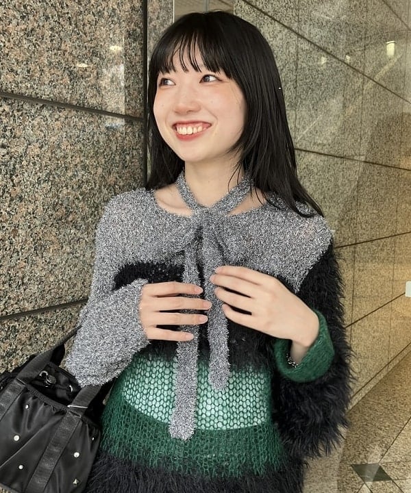 加歩さんの「BEAMS WOMEN｜maturely / スリーヤーン ボウタイ ロングスリーブ」を使ったコーディネート