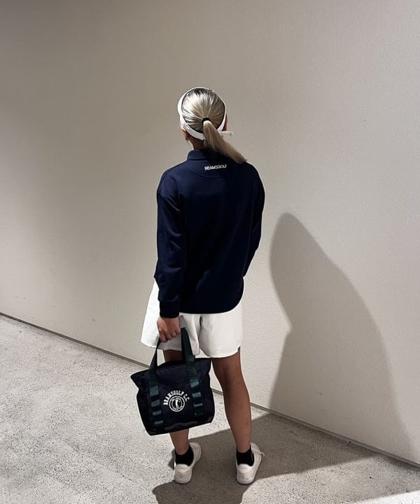 新品 ビームスゴルフ サイド釦タートルネックカットソー 紺 M *CD1387 新品 ビームスゴルフ サイド釦タートルネックカットソー 紺 M