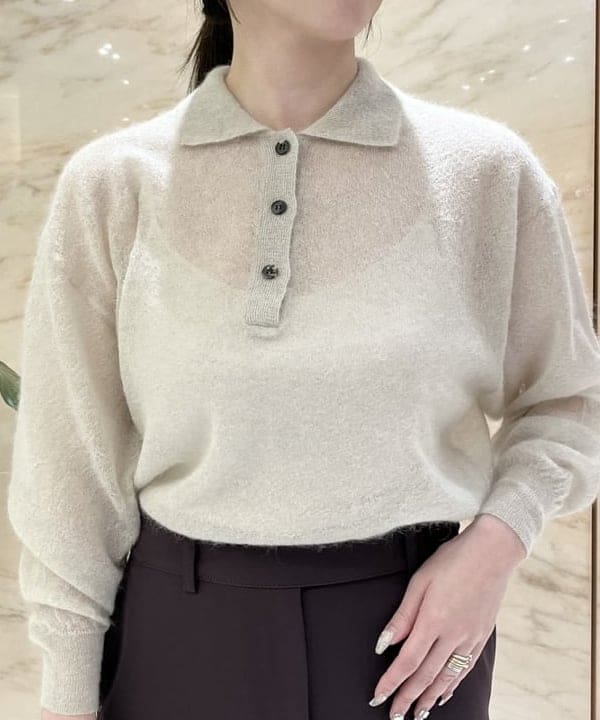 関 桂子さんの「BEAMS WOMEN｜【別注】BATONER / シアー モヘヤ ポロニット」を使ったコーディネート