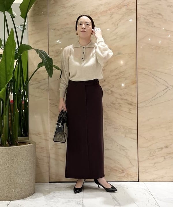関 桂子さんの「BEAMS WOMEN｜【別注】BATONER / シアー モヘヤ ポロニット」を使ったコーディネート