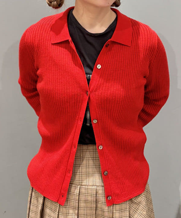 YABUさんの「BEAMS WOMEN｜リブ ポロ カーディガン」を使ったコーディネート