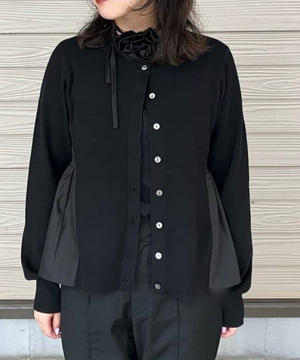 晶さんの「BEAMS WOMEN｜異素材 キリカエ カーディガン」を使ったコーディネート