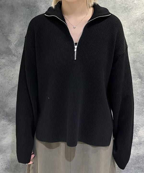 菜月さんの「BEAMS WOMEN｜BATONER / ウール リブ ハーフジップ ニット」を使ったコーディネート