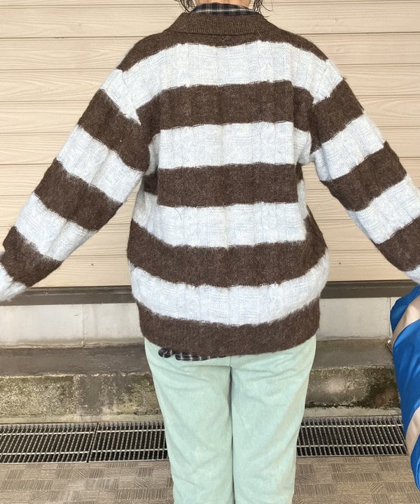 晶さんの「BEAMS WOMEN｜ワイド ボーダー ポロ ニット」を使ったコーディネート