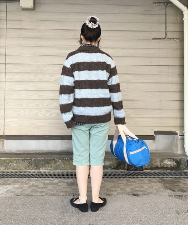 晶さんの「BEAMS WOMEN｜ワイド ボーダー ポロ ニット」を使ったコーディネート