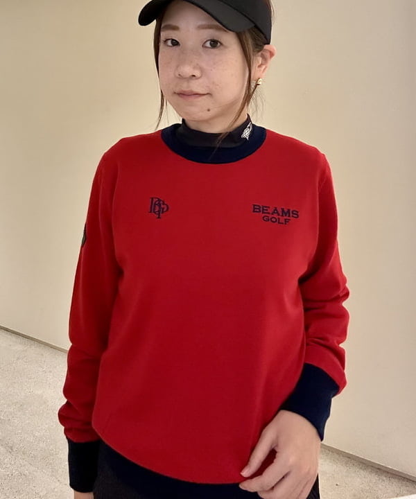良品⭐️ビームスゴルフ　ハイネックニット　ワッペン　ゴルフウェア　メンズ　赤 ビームス ゴルフ 京都髙島屋S.C.店（1128414） スタイリング