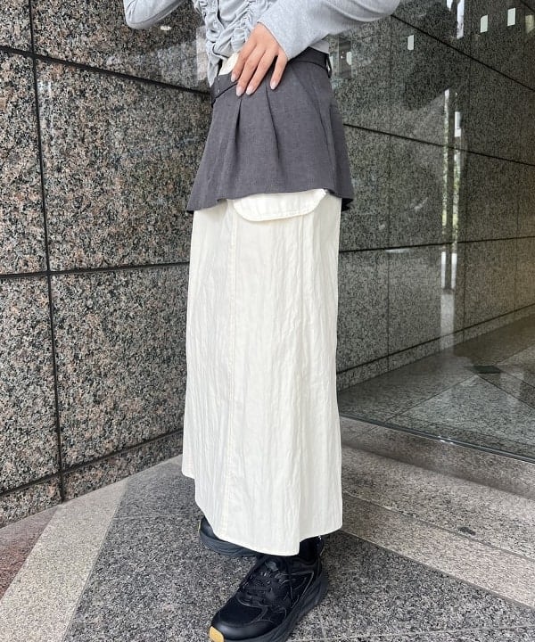 あさひさんの「BEAMS WOMEN｜異素材 レイヤード スカート」を使ったコーディネート