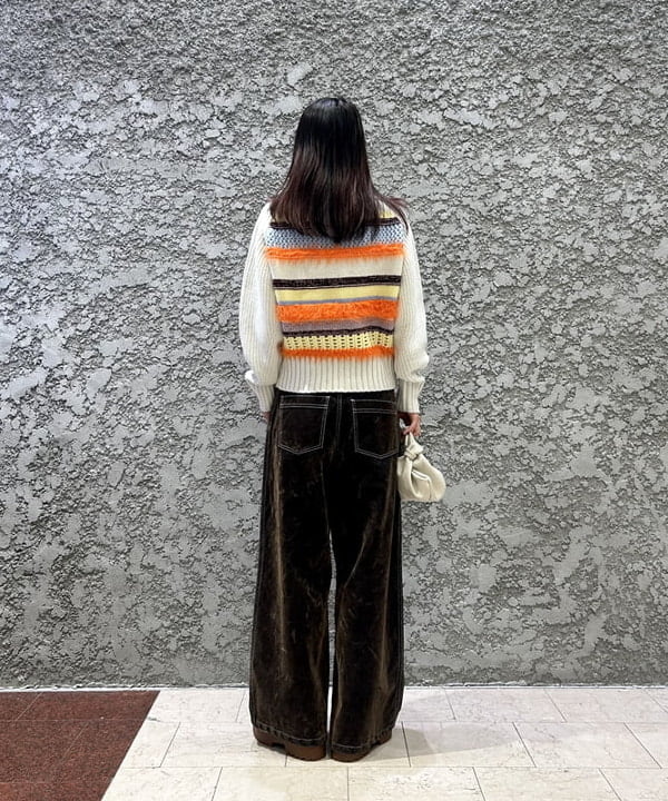 ササキさんの「BEAMS WOMEN｜【別注】BOUSSOLE / ボーダージップ ニット カーディガン」を使ったコーディネート