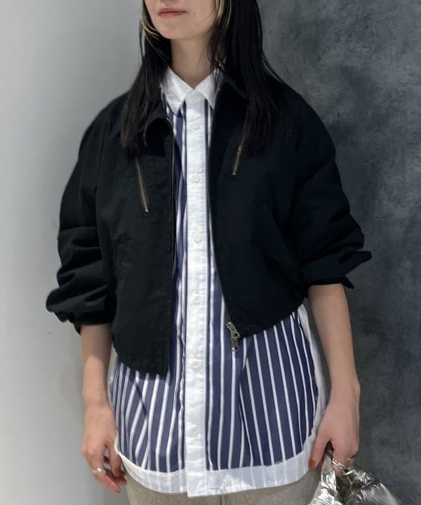 にしだてさんの「BEAMS WOMEN｜maturely / ストライプ アンド ソリッド カットオフ ロングスリーブ シャツ」を使ったコーディネート
