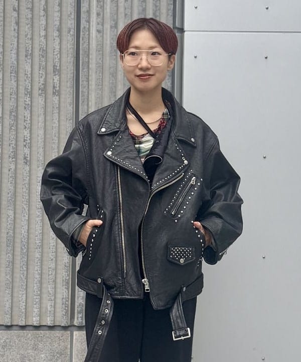 みりさんの「maturely / ダブル ライダース ジャケット」を使ったコーディネート