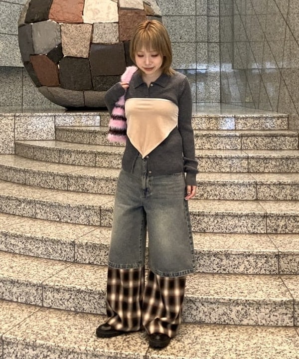 まゆちゃんさんの「BEAMS WOMEN｜リブ ポロ カーディガン」を使ったコーディネート