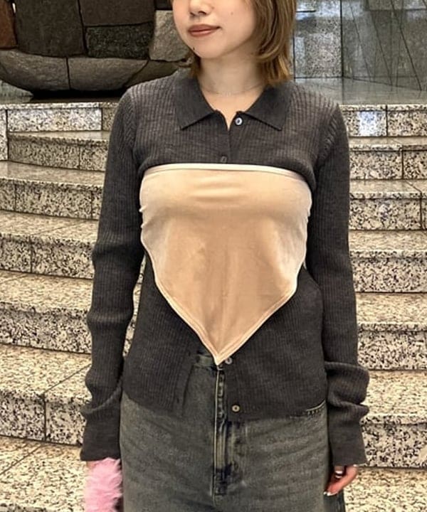 まゆちゃんさんの「BEAMS WOMEN｜リブ ポロ カーディガン」を使ったコーディネート