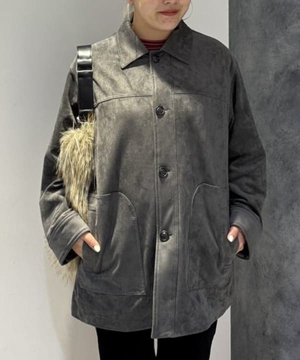 福田 まみさんの「BEAMS WOMEN｜フェイク スエード ハーフ コート」を使ったコーディネート