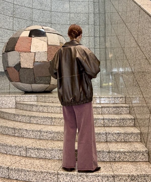 水野 萌香さんの「BEAMS WOMEN｜フェイクレザー フライト ジャケット」を使ったコーディネート