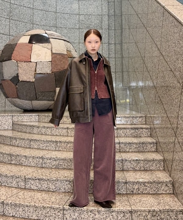 水野 萌香さんの「BEAMS WOMEN｜フェイクレザー フライト ジャケット」を使ったコーディネート