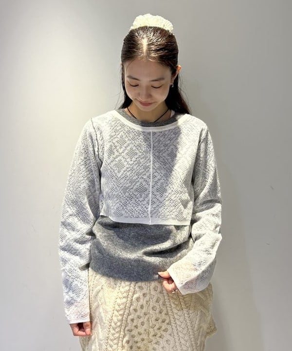 ササキさんの「BEAMS WOMEN｜レース編み レイヤード プルオーバー」を使ったコーディネート