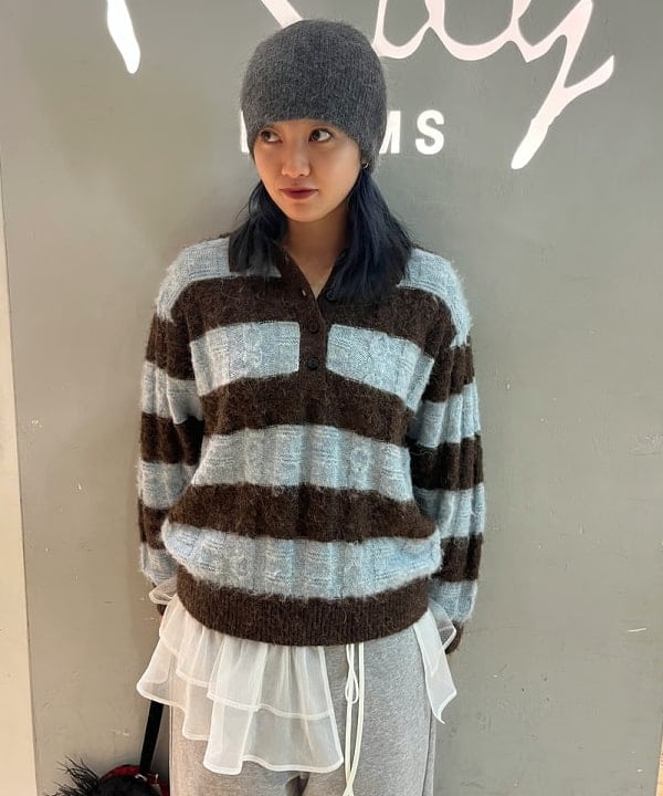 ゆいさんの「BEAMS WOMEN｜ワイド ボーダー ポロ ニット」を使ったコーディネート