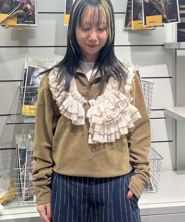 にしだてさんの「BEAMS WOMEN｜【別注】Orfeo × maturely / フリース ハーフジップ」を使ったコーディネート