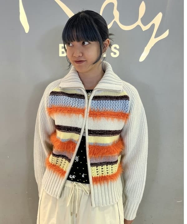 ゆいさんの「BEAMS WOMEN｜【別注】boussole / ボーダージップ ニット カーディガン」を使ったコーディネート