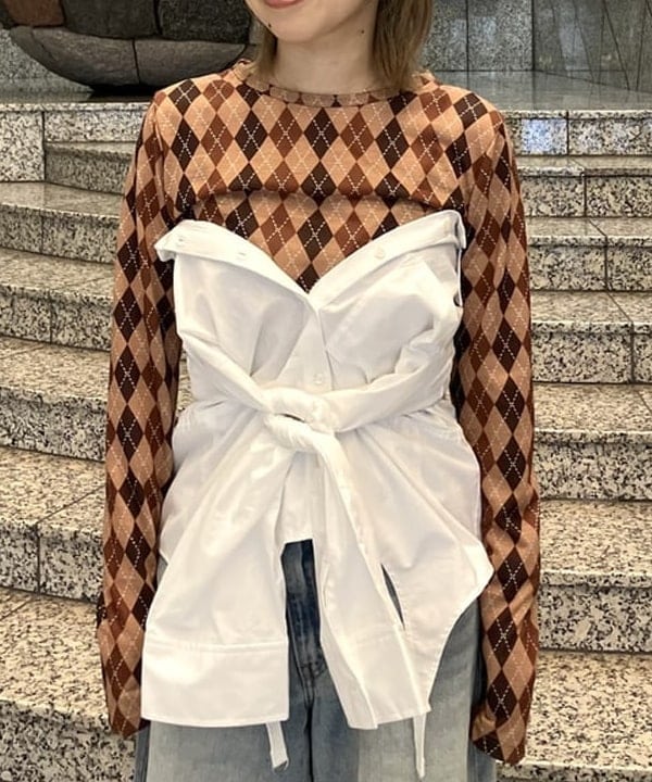 まゆちゃんさんの「BEAMS WOMEN｜アーガイルプリント クルーネック トップス」を使ったコーディネート