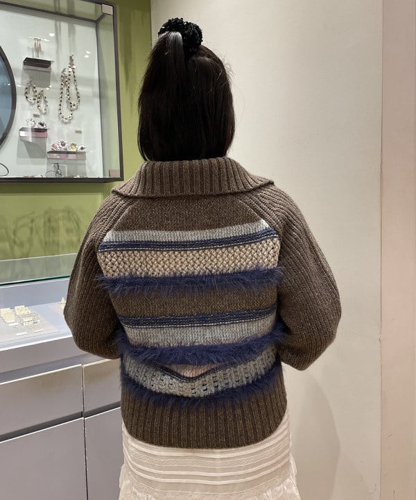 chikaさんの「BEAMS WOMEN｜【別注】boussole / ボーダージップ ニット カーディガン」を使ったコーディネート