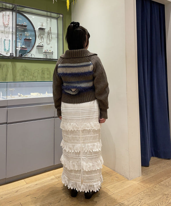 chikaさんの「BEAMS WOMEN｜【別注】boussole / ボーダージップ ニット カーディガン」を使ったコーディネート