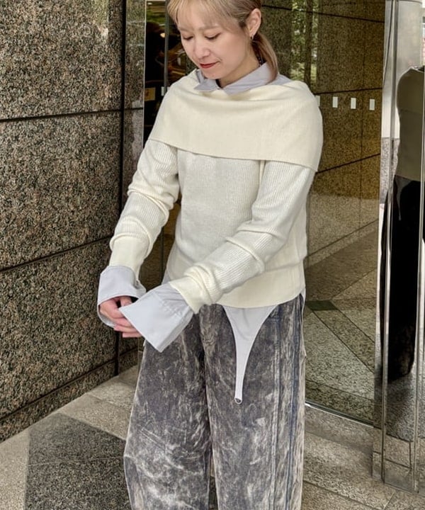 YABUさんの「BEAMS WOMEN｜リブ オフショルダー プルオーバー」を使ったコーディネート