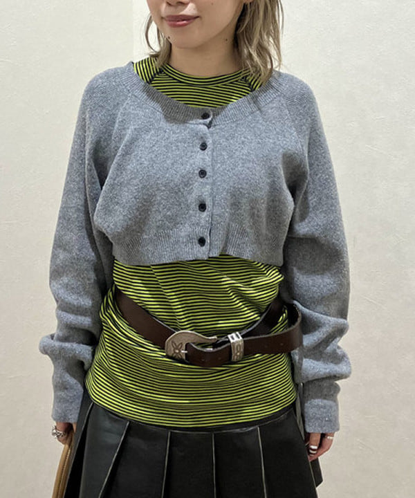 まゆちゃんさんの「BEAMS WOMEN｜クロップド クルーネック カーディガン」を使ったコーディネート