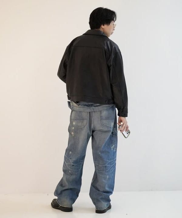 SUDOさんの「BEAMS WOMEN｜ワイドフィット レザー ジップブルゾン」を使ったコーディネート