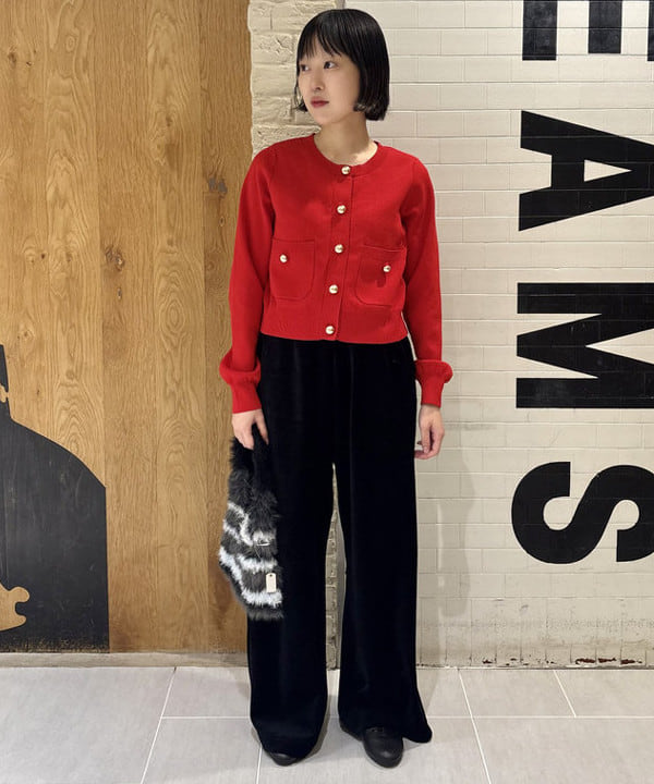 amaさんの「BEAMS WOMEN｜シャギー ボーダー ニット バッグ」を使ったコーディネート