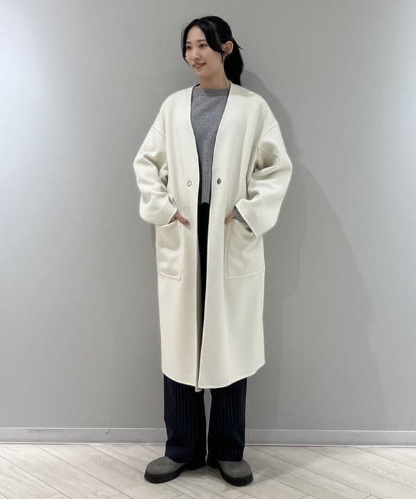 nodokaさんの「BEAMS WOMEN｜リバー Vネック ロングコート」を使ったコーディネート