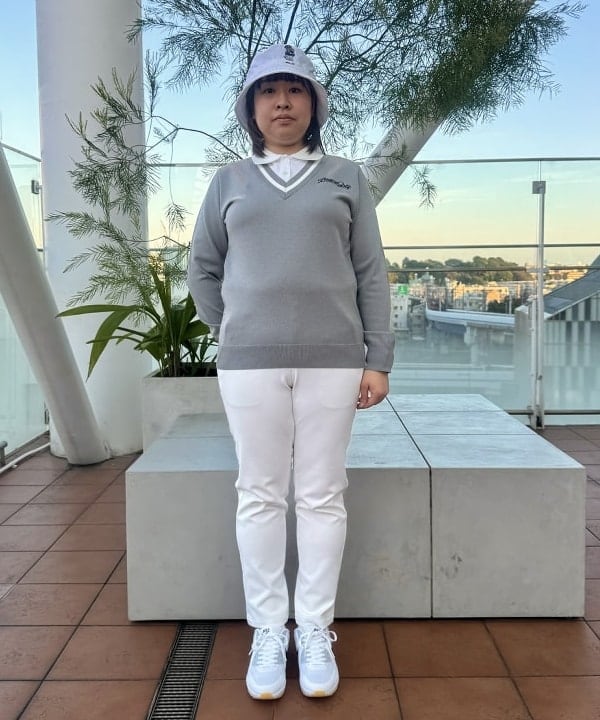 新品❤️ Beams Golf レディースセーター グレー BEAMS ビームスゴルフ セーター グレー×白 Vネック 裏地付き