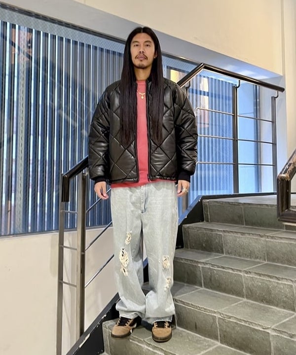 新款寬版牛仔長褲
