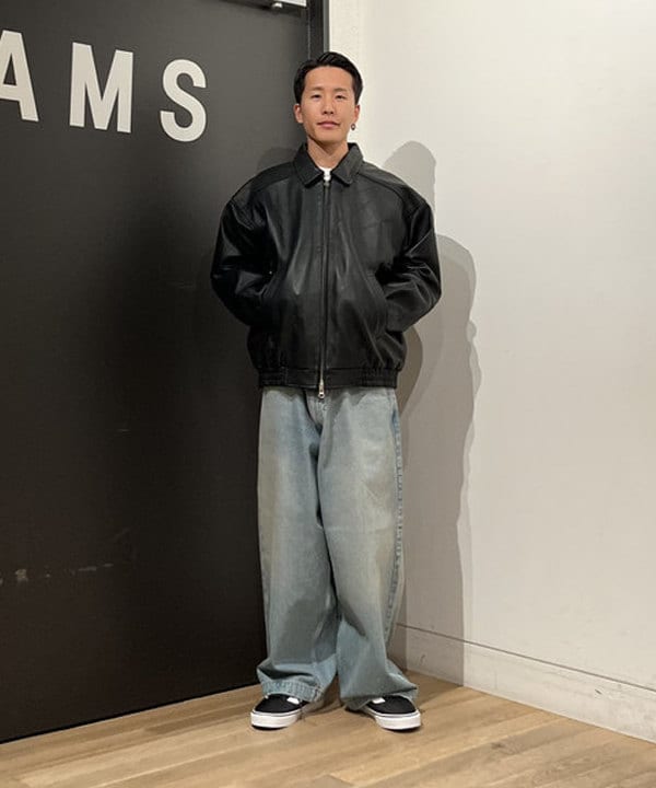 BANさんの「BEAMS WOMEN｜ワイドフィット 4ポケット レザー ブルゾン」を使ったコーディネート