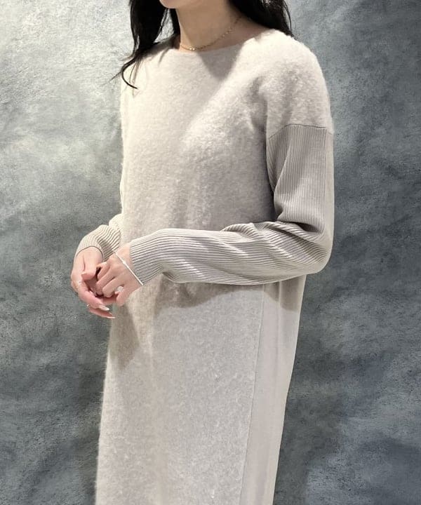 nodokaさんの「BEAMS WOMEN｜フラッフィ クルーネック ニット ワンピース」を使ったコーディネート